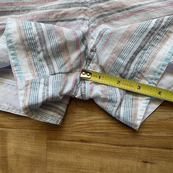 ATHLETA 4 White Multi Stripe Cabo Beachside Linen Pull On Shorts Vacation Resort - Picture 14 of 14